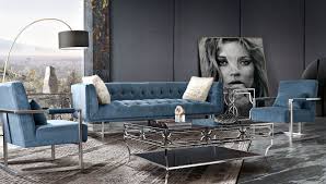 studio modern sofa royal blue velvet