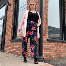 Plus Size High Waisted Floral Eloquii Pants These Depop