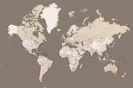 map of earth tones detailed world map