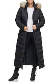 Faux Fur Hood Zip Front Puffer Jacket