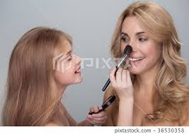 joyful pretty is fixing makeup of