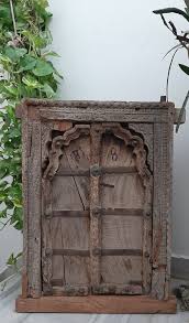 Antique Wooden Indian Window Wall