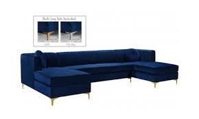 Meridian Furniture Graham Navy Velvet 3pc Sectional