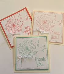 3 X 3 Note Cards Using Dandelion Wishes From Stampin Up