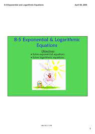 5 Exponential And Logarithmic Equations Pdf
