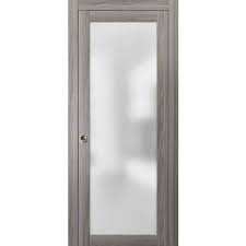 Grey Finished Solid Wood Sliding Door