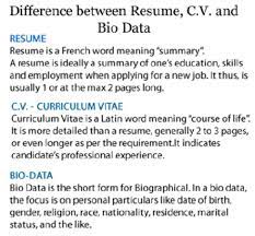 Other than education and experience. Difference Between Resume Cv And Biodata Itecso