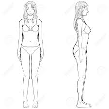 Sketch Template Girl Illustration Woman Body Front And Side View