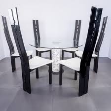 glass dining table 6 chairs 1980s