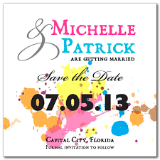 Save The Date Cards Paint Splatter Square