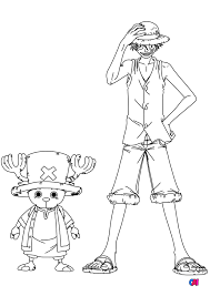 Coloriage One Piece à imprimer - Monkey D.Luffy et Tony-Tony Chopper réunis