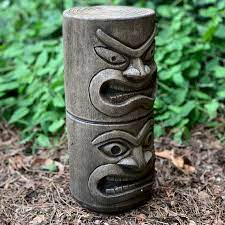 Large Garden Totem Stone Tiki Head Tiki