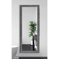 Wooden Grey Rectangular Wall Mirror