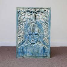Hand Carved Blue Buddha Panel Jugs