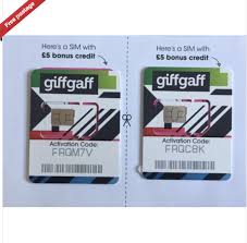 2x giffgaff giff gaff sim cards with 5