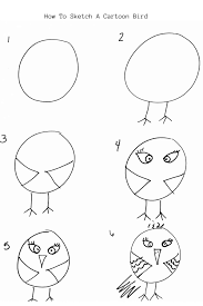 to draw simple cartoon birds for kids