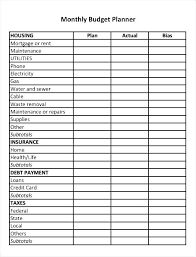 List Of Monthly Expenses Template Household Uk