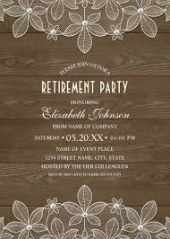 Rustic Wood Retirement Party Invitations Lace Pearls Retirement