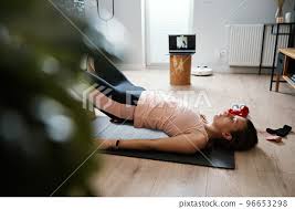 woman is doing sports exercises in