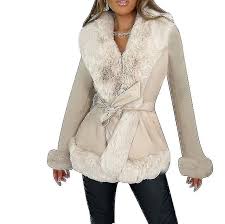 Women S Faux Fur Collar Leather Jacket