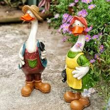 Couple Duck Statue Resin Garden