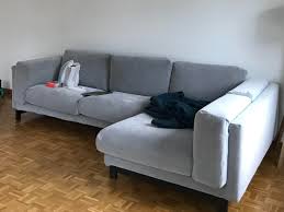 ikea l shaped couch in light grey