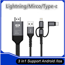 3 In 1 Hdmi Adapter Cable Lighting Type C Micro Usb To Hdmi Cable Digital Audio Mirror Mobile Phone Screen To Tv Projector Monitor 1080p Hdtv Adapter For Ios And Android Devices 2 0m 6 5ft Wish