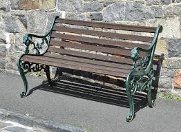 Painted Green And Cast Metal Garden Bench