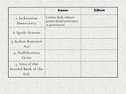 The Age Of Jackson Cause And Effect Chart Ppt Video