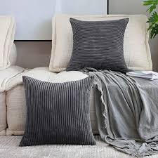 Shop over 37,000 top throw pillow covers and earn cash back all in one place. Amazon Com Home Brilliant 2 Pack Decoration Super Soft Striped Corduroy Decorative Euro Throw Pillow Sham Cushion Cover For Couch 26x26 Inch 66cm Dark Grey Home Kitchen
