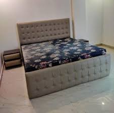 white wooden double bed headboard for