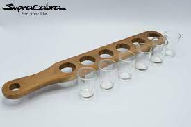 Shot Glass Server In Wooden Paddle