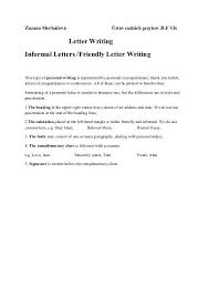 Letter Writing Informal Letters Friendly Letter Writing