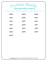 5 letter words that start with q