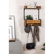 Wooden Wall Coat Rack With Shelves