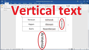 how to type vertical text in word table