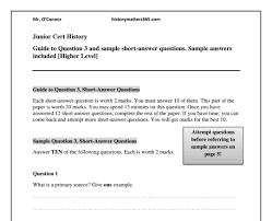 junior cert history guide to question and sample short answer junior cert history guide to question 3 and sample short answer questions sample answers included higher level updated for 2020 history matters 365