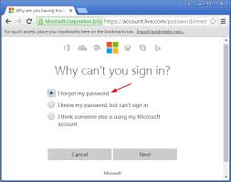 reset forgotten microsoft account