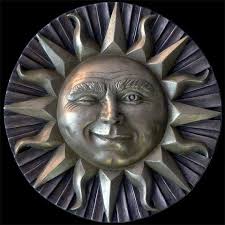 Small Winking Sun Face Wall Plaque In