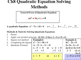 Ch8 Quadratic Equation Solving Methods