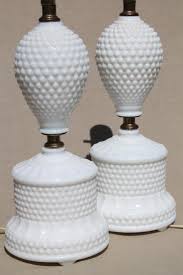 Vintage Hobnail Milk Glass Lamps 1950s