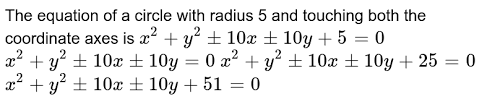 the equation of a circle with radius 5
