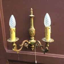 Pair Brass Vintage French Wall Sconce
