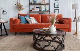scott burnt orange velvet 2 5 seater sofa
