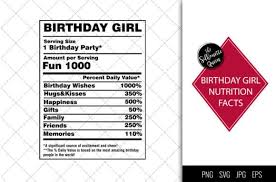 birthday nutrition facts svg