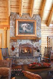 Fireplace Of Rustic Cabin Cottage Or