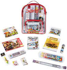 Doms Smart Stationery Kit (12 pcs in KIT) with Transparent Zipper Bag, :  Amazon.in: Home & Kitchen