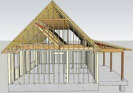 framing porch shed roof to common