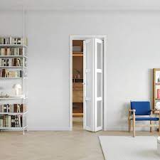 Tenoner 30 In X 80 In Three Frosted Glass Panel Bi Fold Interior Door For Closet With Mdf Water Proof Pvc Covering White