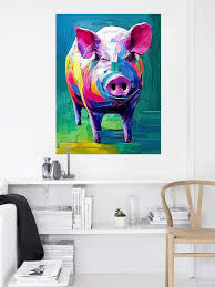 1pc Personalized Painted Pig Canvas Art